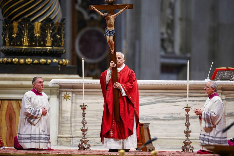 Good Friday Passion of the Lord service in St Peter's Basilica at the Vatican