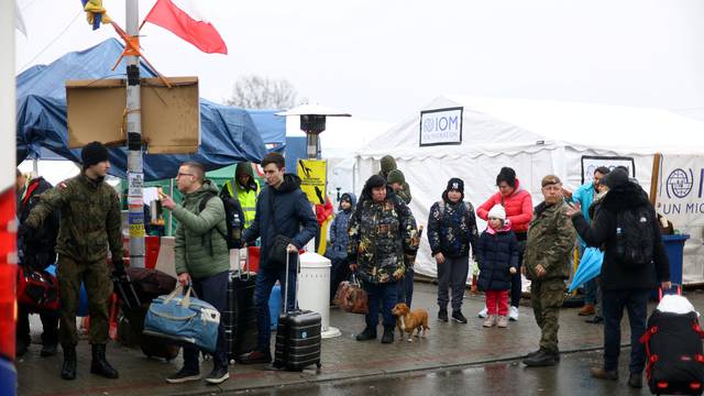 People fleeing from Russia's invasion of Ukraine, in Medyka