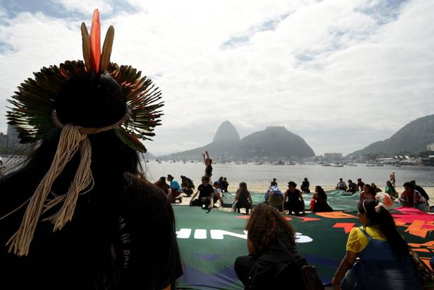 Activists of "Amazonia de Pe" organization during a demonstration in Rio de Janeiro