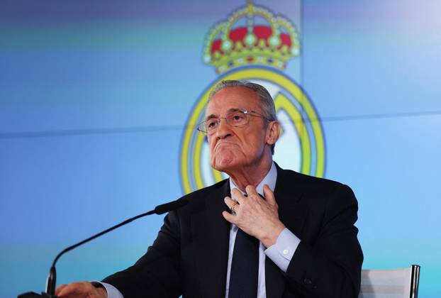 Real Madrid president Florentino Perez holds press conference