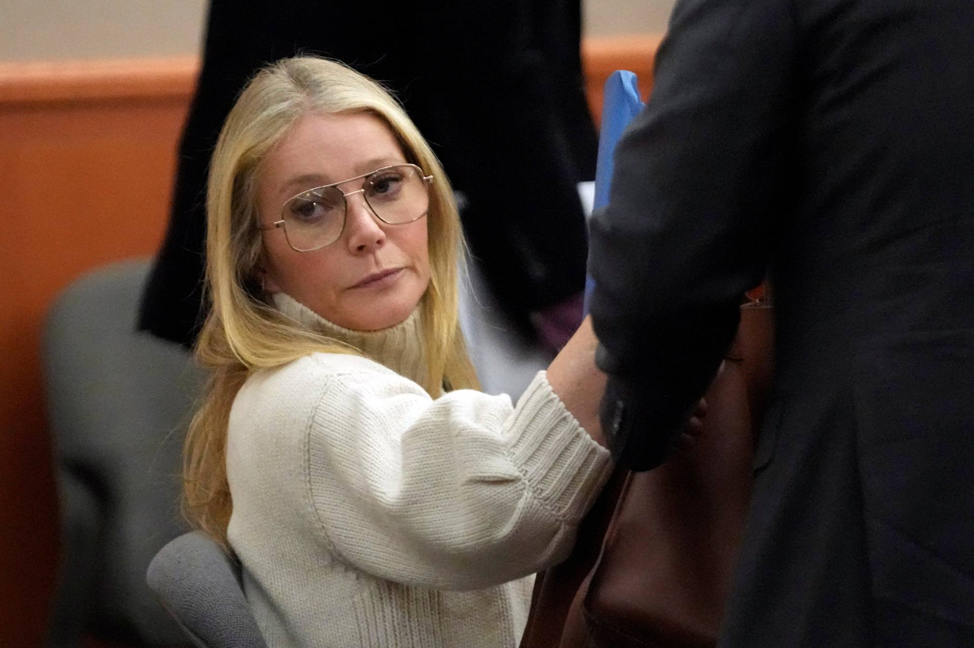 Actor Gwyneth Paltrow looks on before leaving the courtroom in Park City, Utah