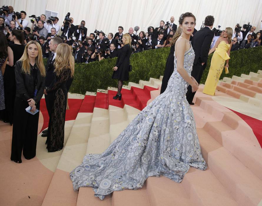 Actress Allison Williams arrives at the Met Gala in New York