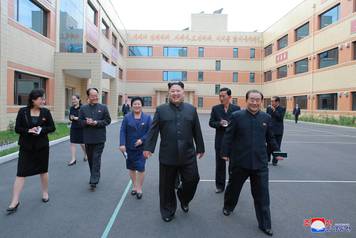 North Korean leader Kim Jong-Un visits Ryuwon Footwear Factory in this undated photo released by North Korea's Korean Central News Agency in Pyongyang