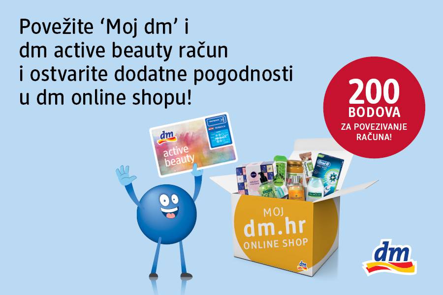 Povežite račune ‘Moj dm’ i dm active beauty i ostvarite 200 dodatnih bodova