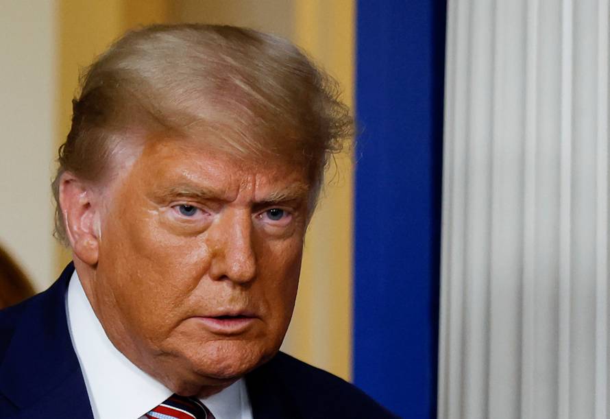 U.S. President Trump speaks to reporters about the 2020 presidential election at the White House in Washington