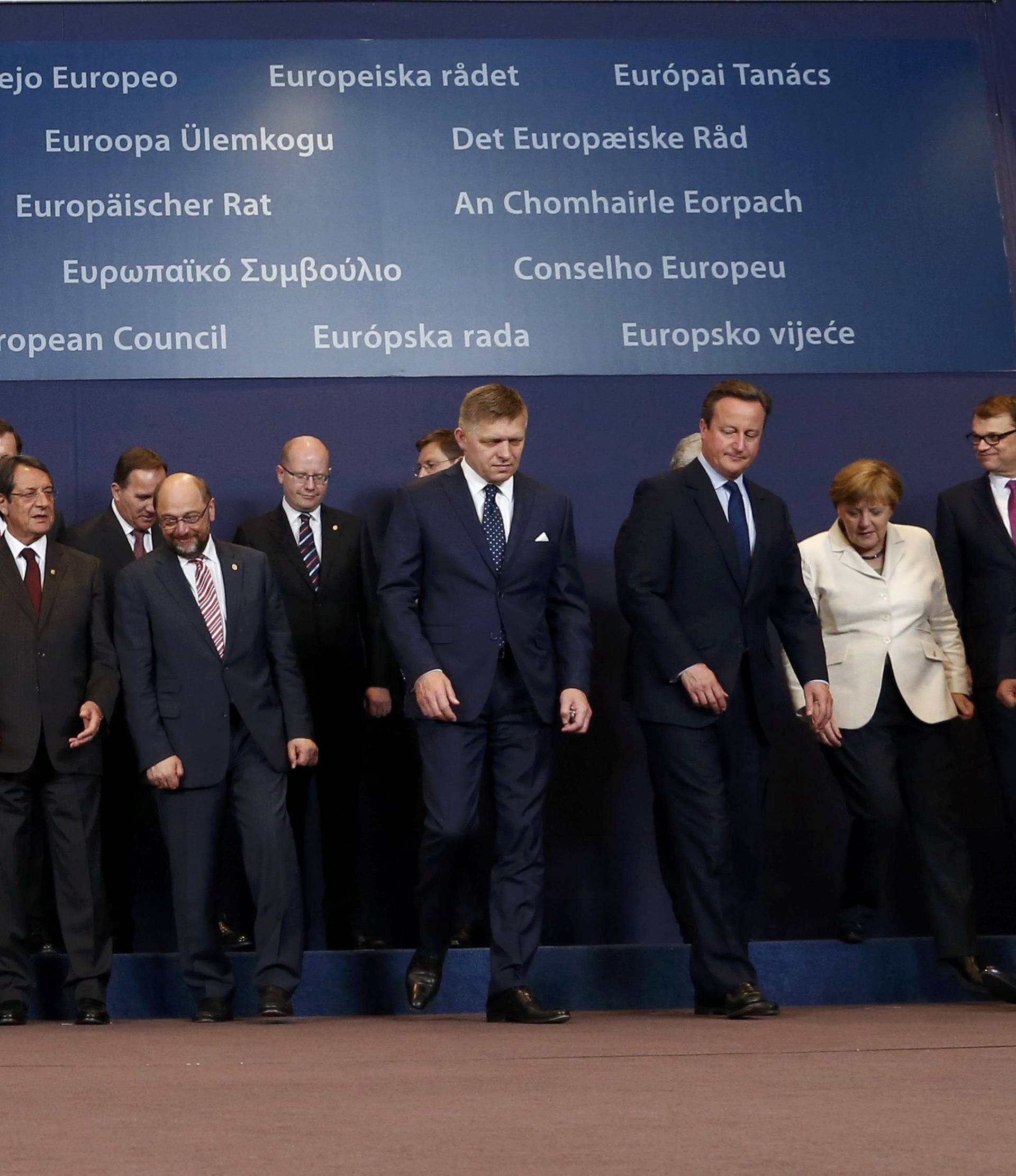 European Union leaders leaves after a family photo during at the EU Summit in Brussels