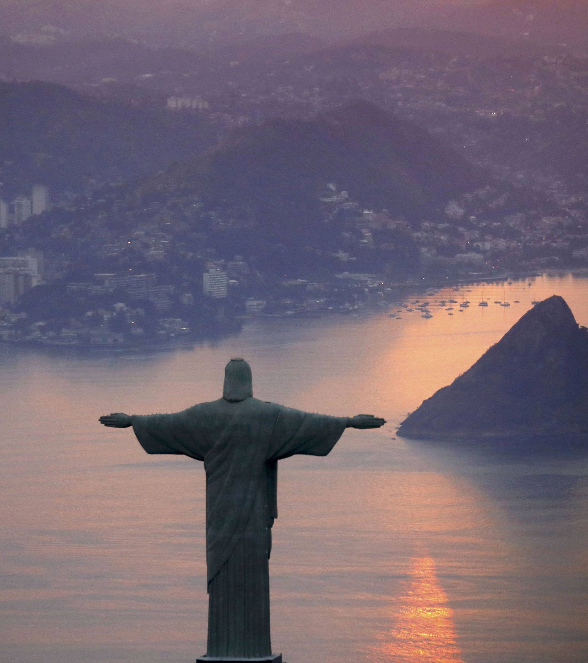 Jesus Christ the Redeemer during sunrise in Rio de Janeiro