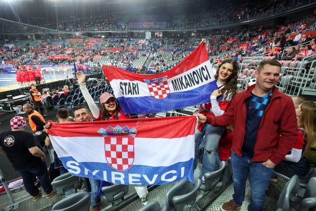 Zagreb: Navijači na susretu Francuske i Hrvatske na IHF Svjetskom rukometnom prvenstvu 2025.