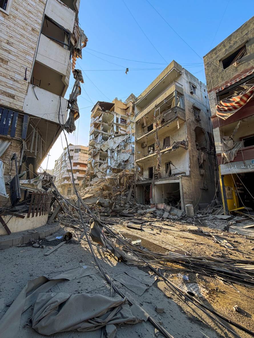 A view of a damaged building after an Israeli strike, following renewed hostilities between Hezbollah and Israel amid the U.S.-Israeli conflict with Iran