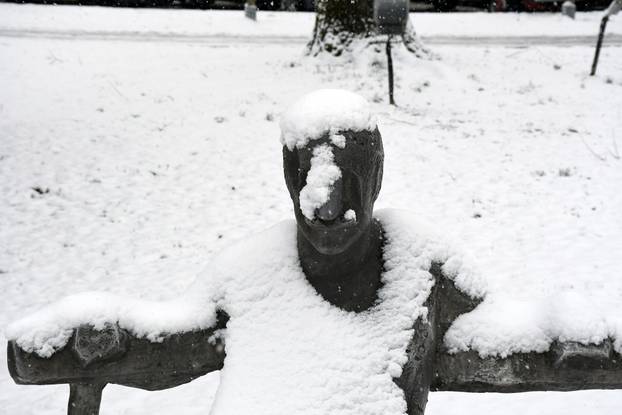 Snijeg zabijelio ulice u Sisku