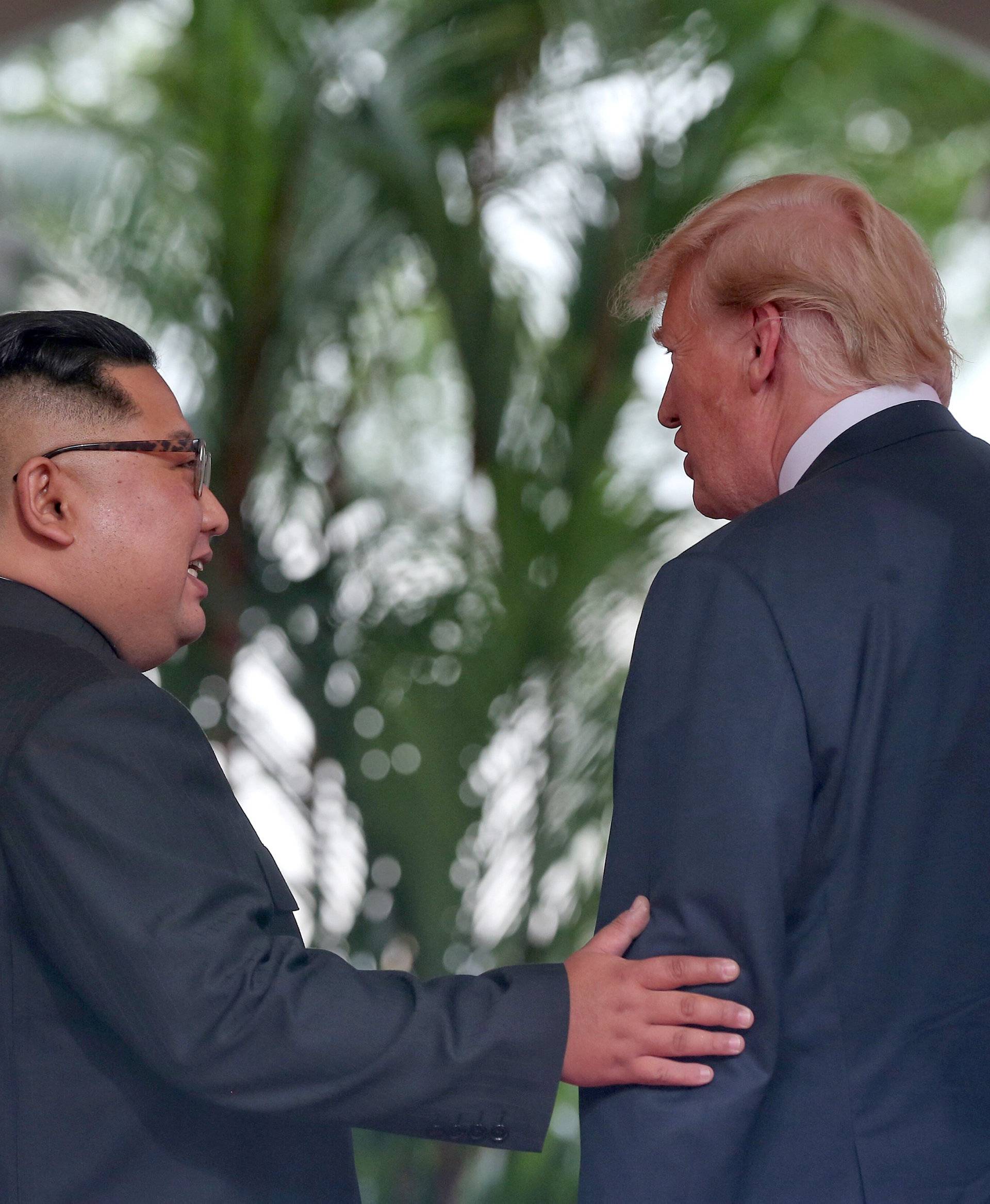U.S. President Donald Trump meets North Korean leader Kim Jong Un at the Capella Hotel on Sentosa island in Singapore