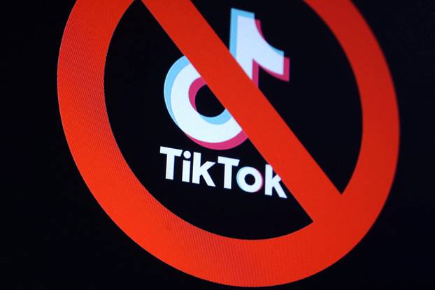 Illustration shows TikTok app logo and forbidden sign