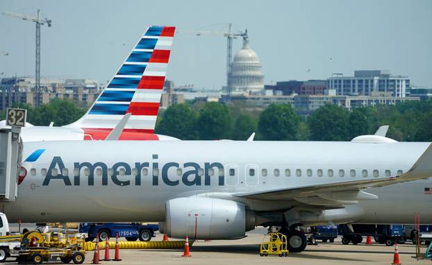 Boeing 737-800 jet sits at a gate at Washington