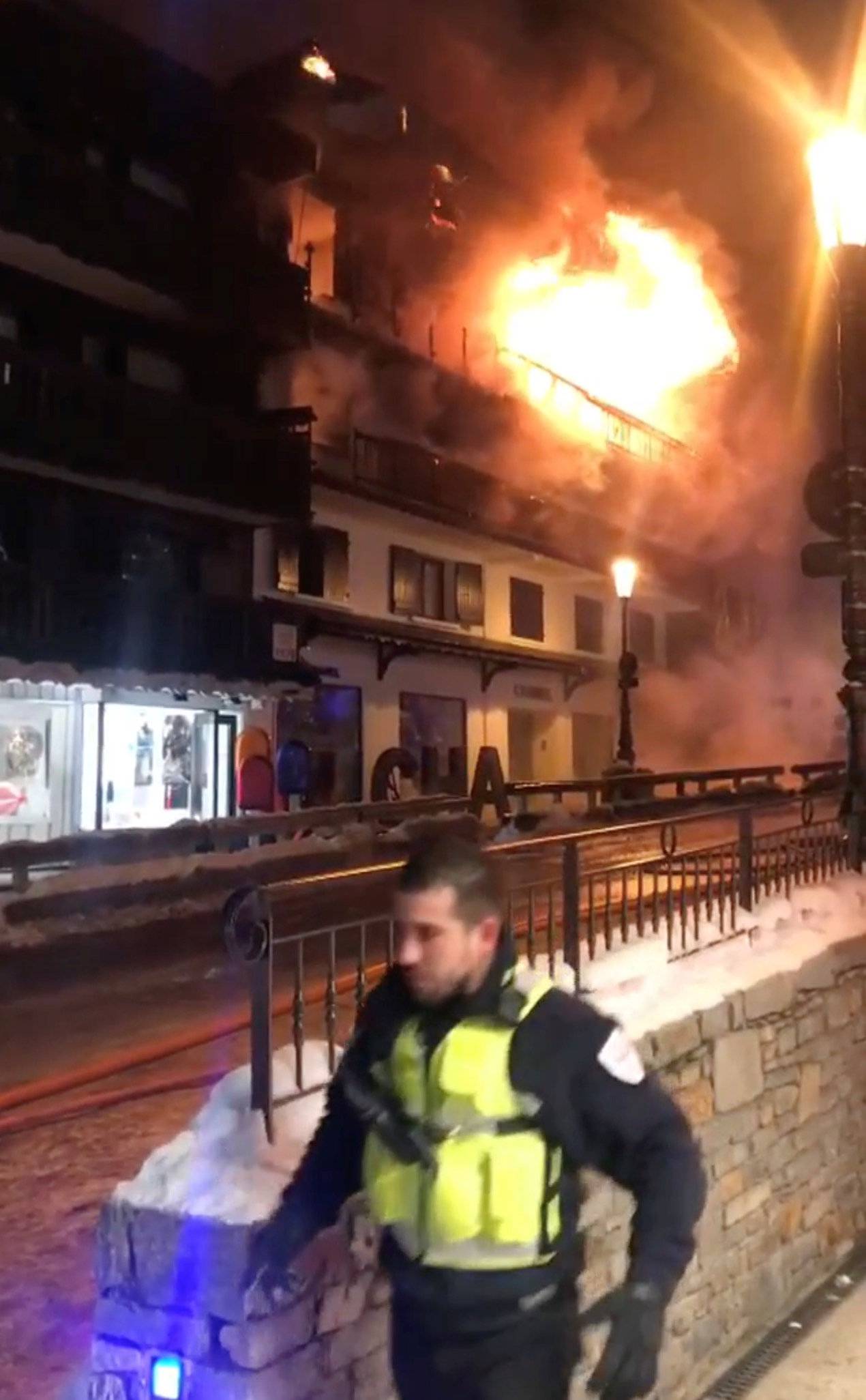 Fire erupts from building at Courchevel ski resort