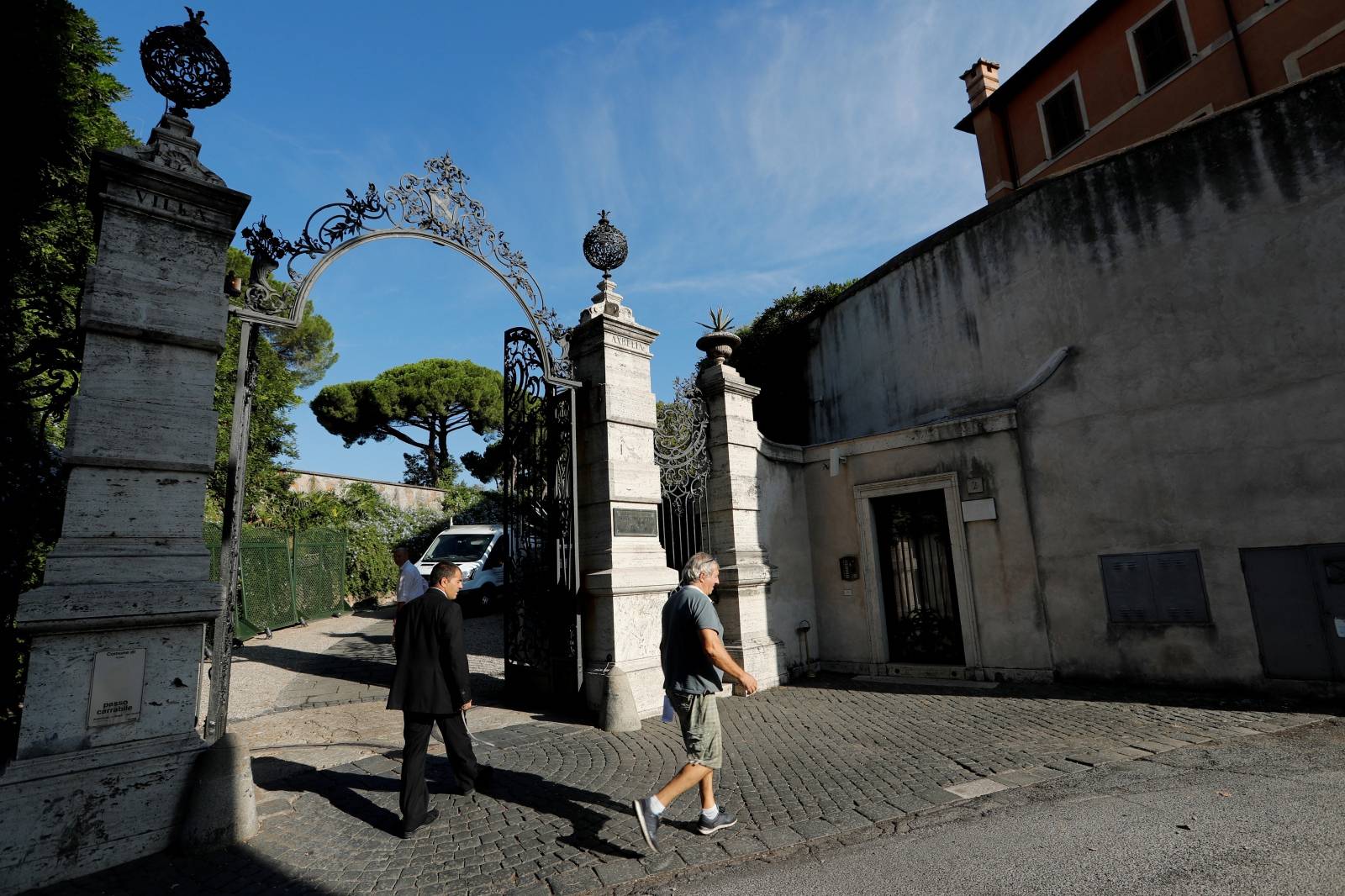 General view of the entrance to Villa Aurelia where the Duke and Duchess of Sussex, Prince Harry and his wife Meghan, are expected to attend the wedding of fashion designer Misha Nonoo, in Rome