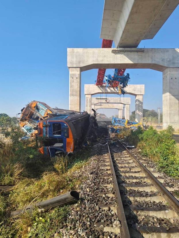 Multiple casualties after crane falls on train in Thailand's northeast