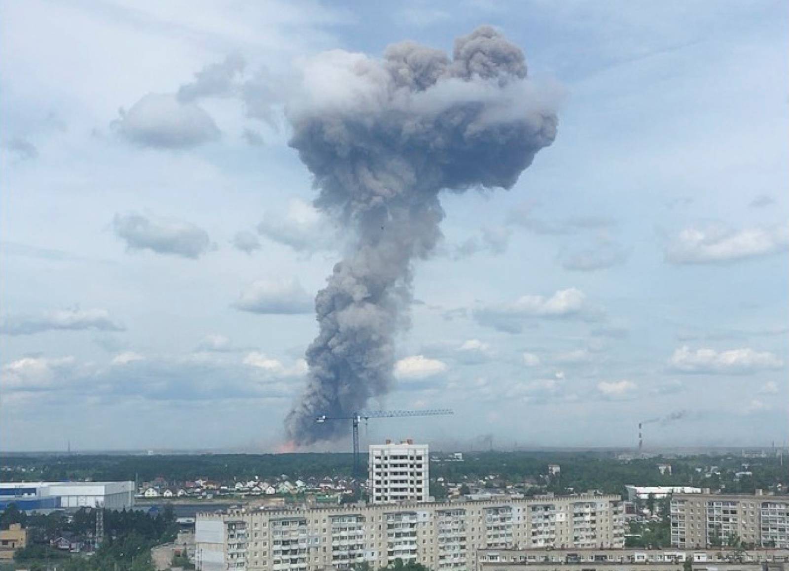 AÂ stillÂ image,Â takenÂ fromÂ aÂ videoÂ footage,Â shows smokeÂ risingÂ from the site of blasts at an explosives plant in the town of Dzerzhinsk