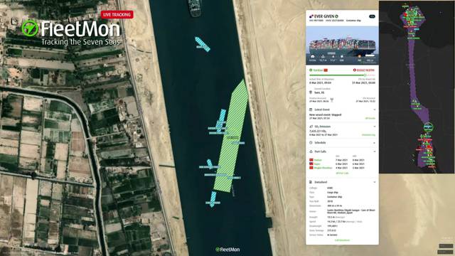 Efforts to refloat the container ship Ever Given that ran aground in the Suez Canal