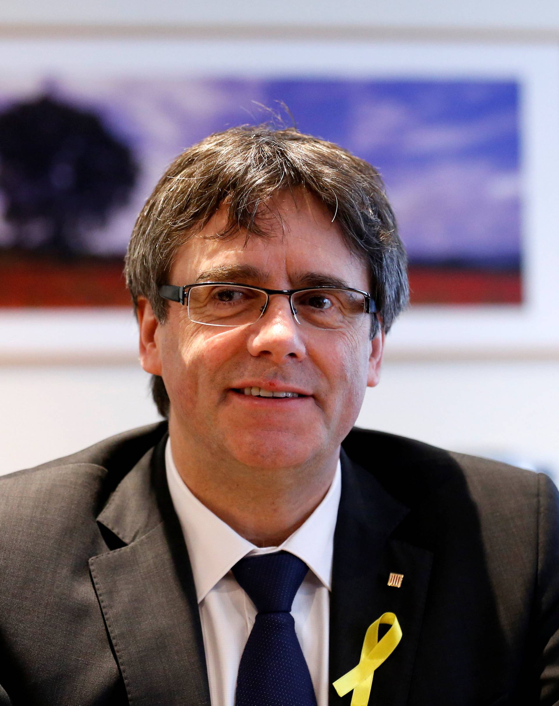 Former Catalan leader Puigdemont attends a meeting with his party 'Junts per Catalunya' parliament group in Brussels