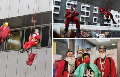 Divna gesta: U kostimima Djeda Božićnjaka popeli se na zgradu  i razveselili klince s onkologije
