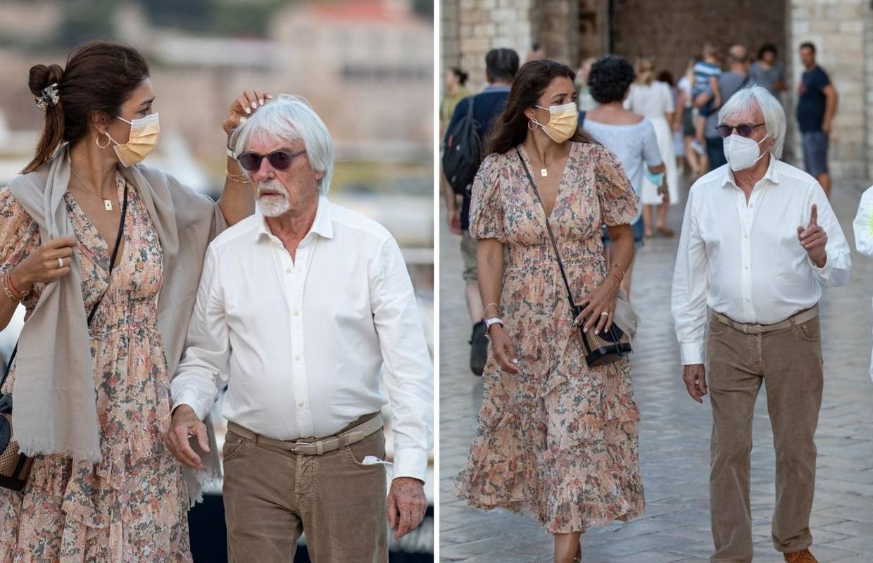 Bernie Ecclestone (90) i supruga (44) šetaju Stradunom; Dok je hodao, ona mu popravljala kosu