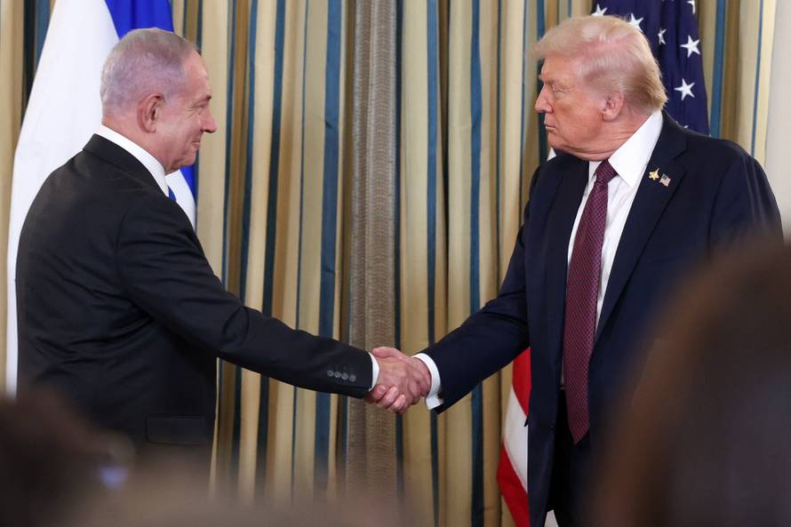 U.S. President Trump meets Israeli PM Netanyahu at the White House in Washington