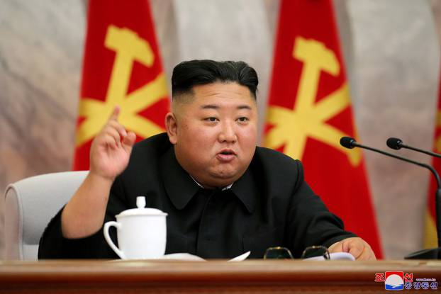 North Korean leader Kim Jong Un speaks during the conference of the Central Military Committee of the Workers