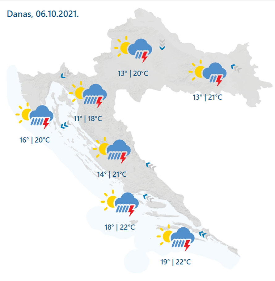 U Dalmaciji preko 1000 udara munja u dva sata! Moguće su bujice, tuče i jako nevrijeme