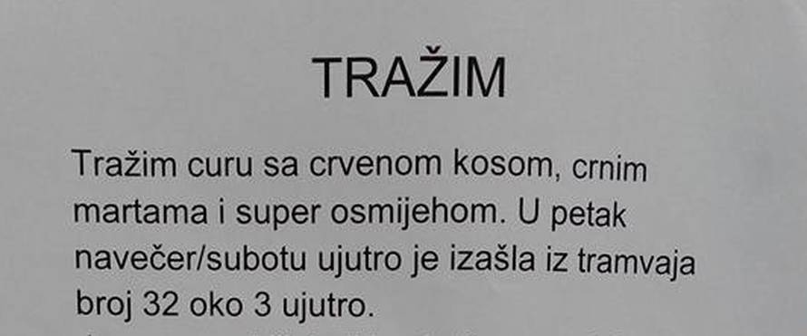 'Ustrtario' se u 3 ujutro pa sad ovako traži curu iz tramvaja