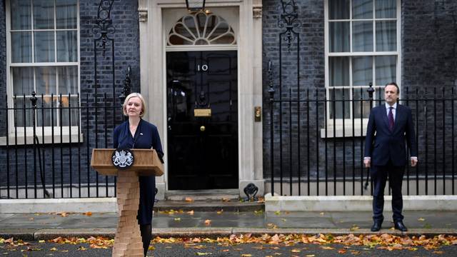 British Prime Minister Liz Truss gives statement outside Number 10 Downing Street, London