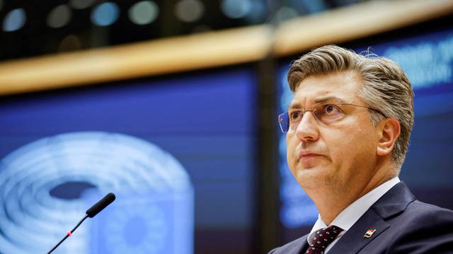 FILE PHOTO: EU Parliament holds debate with Croatian Prime Minister Andrej Plenkovic, in Brussels