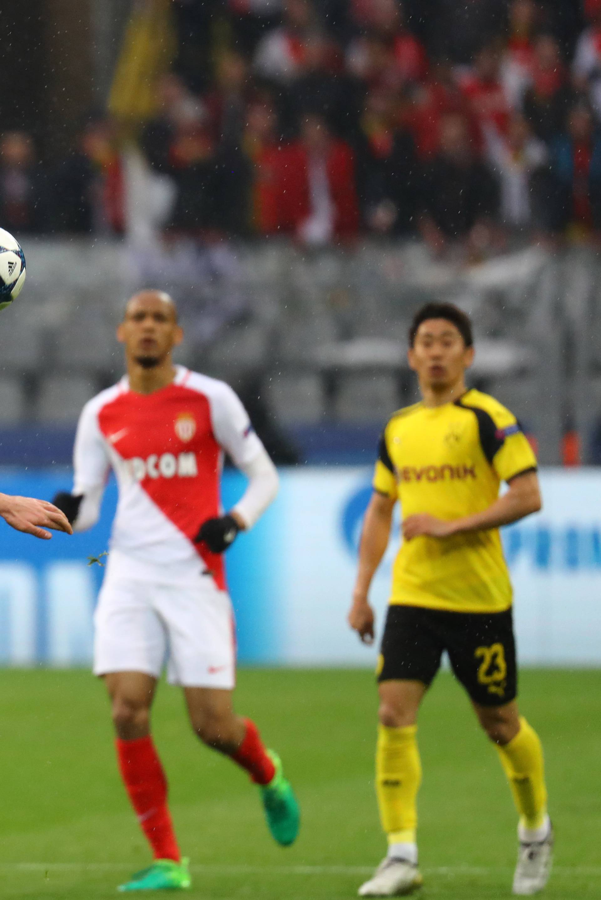 Monaco's Radamel Falcao in action with Borussia Dortmund's Julian Weigl