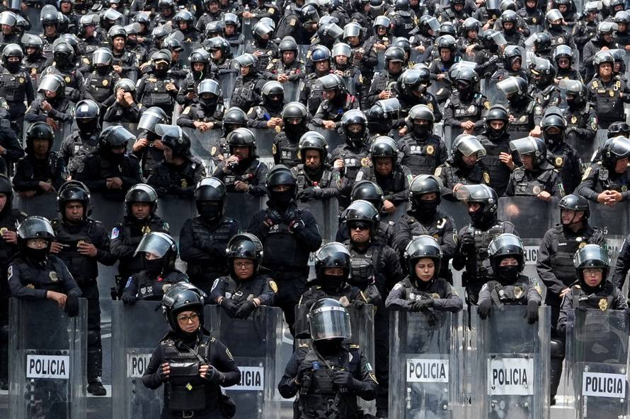 Protest march ahead of the opening match of the 2026 FIFA World Cup, in Mexico City