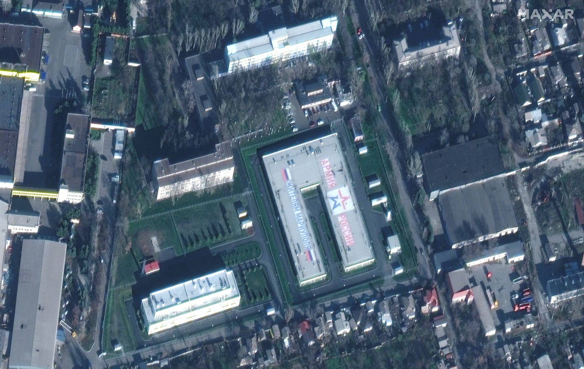 A satellite image shows a new Russian military facility in Mariupol