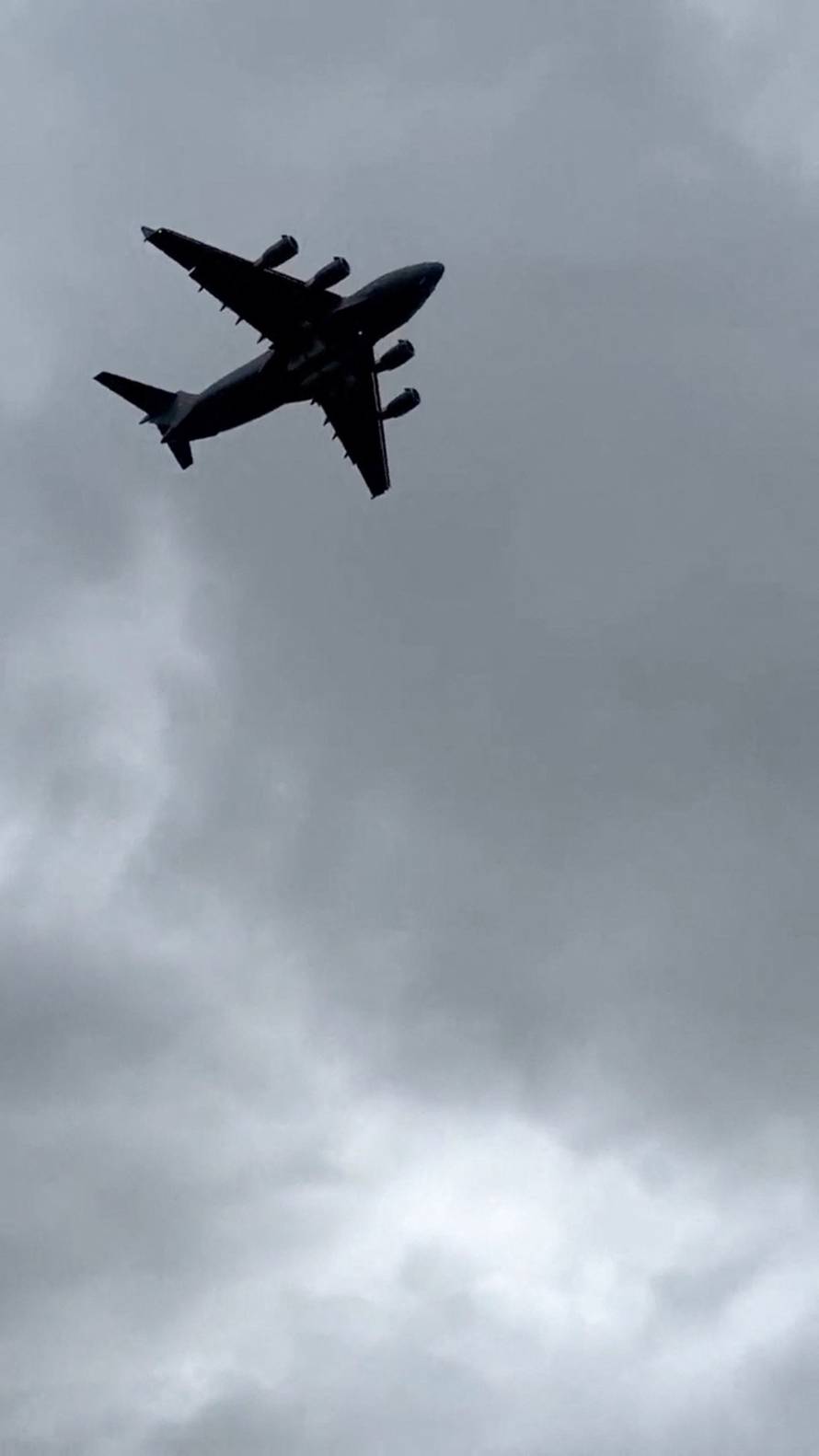 A U.S. military transport plane approaches Moscow