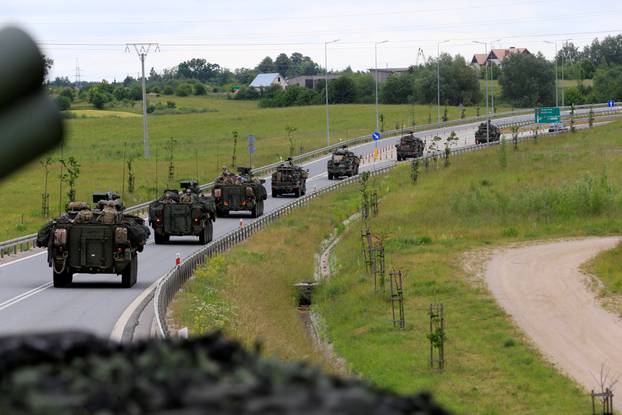 U.S. forces convoy rides to Suwalki direction near Augustow