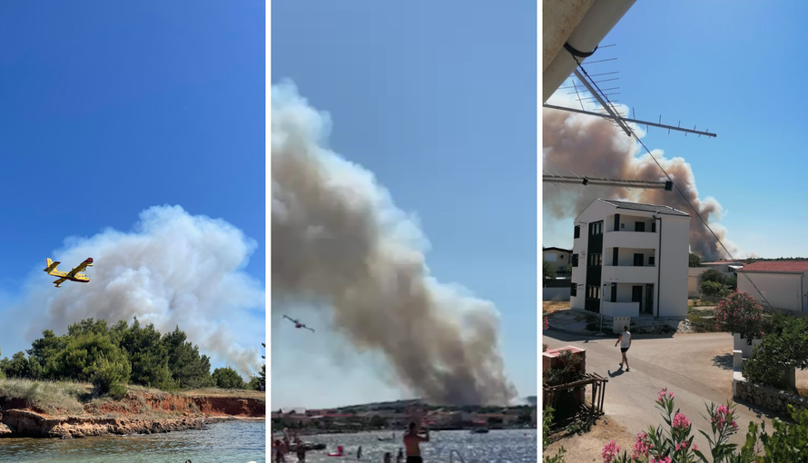 VIDEO Izbio je veliki požar na otoku Viru: 'Gori šuma u blizini kuća, požar gase kanaderi'