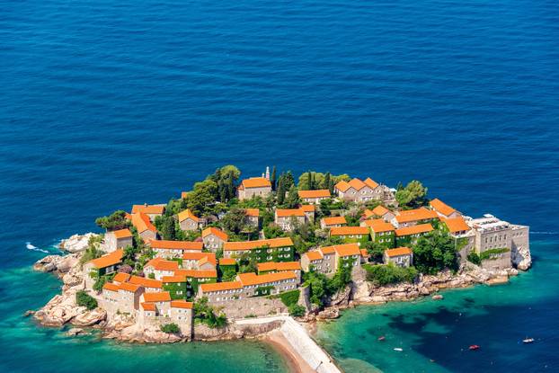 Aerial View of Sveti Stefan, Montenegro