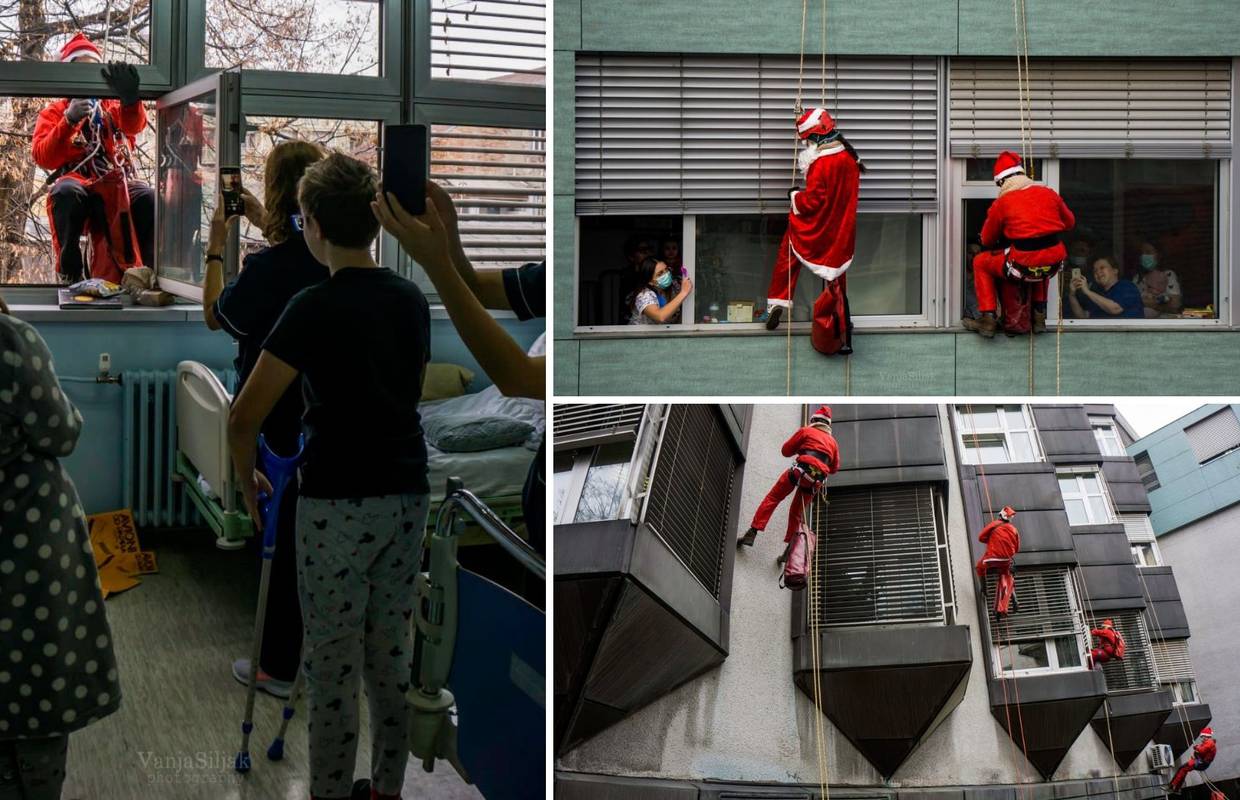 Razveselili klince iz Klaićeve: Spuštali se sa zgrade  u kostimima Djeda Božićnjaka