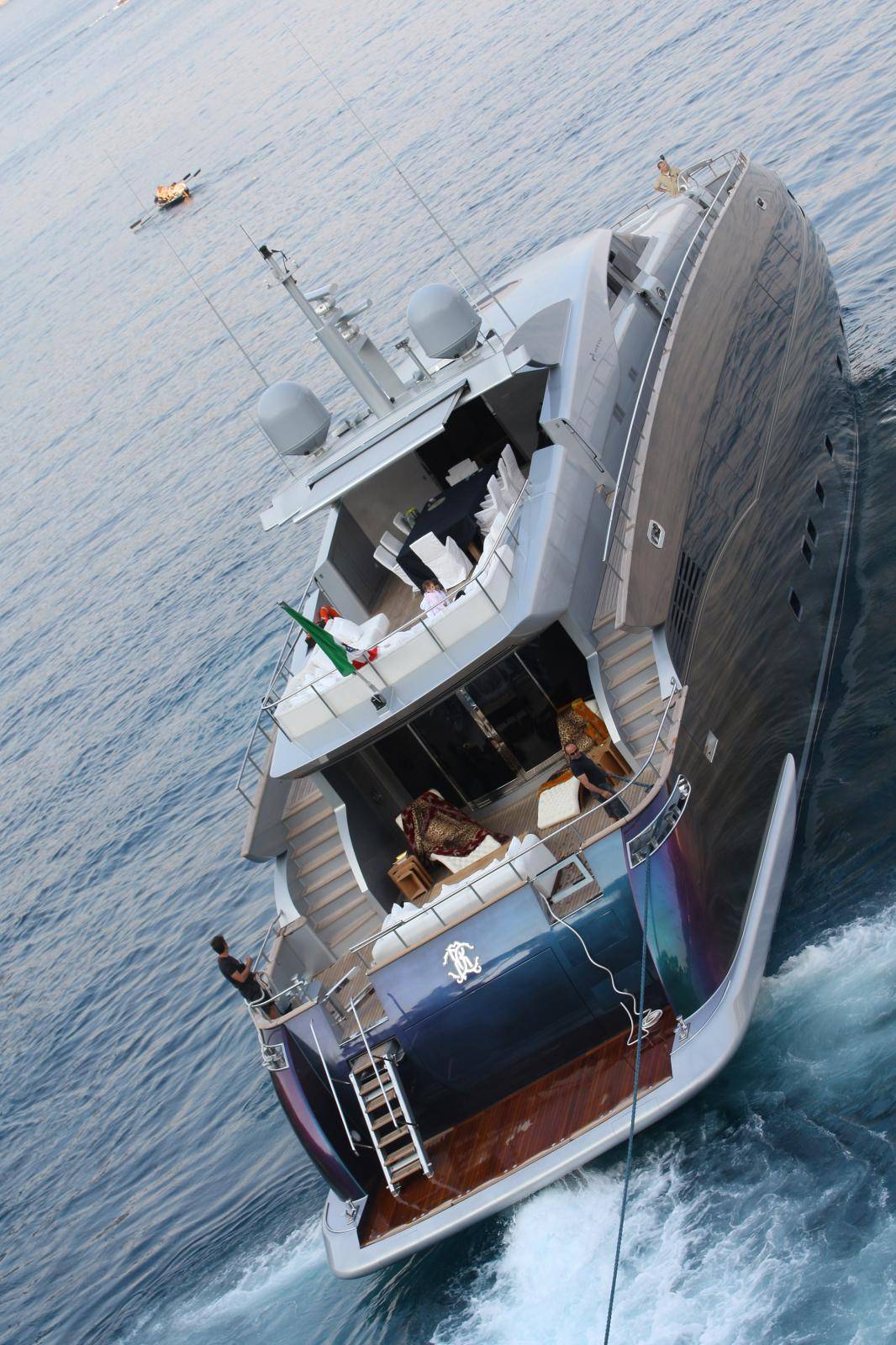 Roberto Cavalli on his yacht in Portofino, Liguria, Italy
