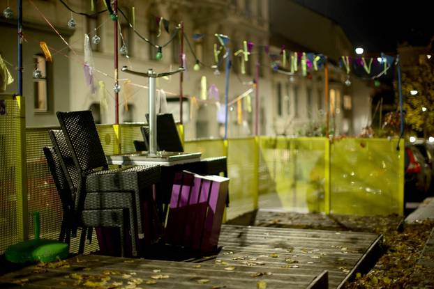 FILE PHOTO: Chairs and tables of a closed cafe bar are stacked the evening before the start of the second lockdown amid the coronavirus disease (COVID-19) outbreak in Vienna