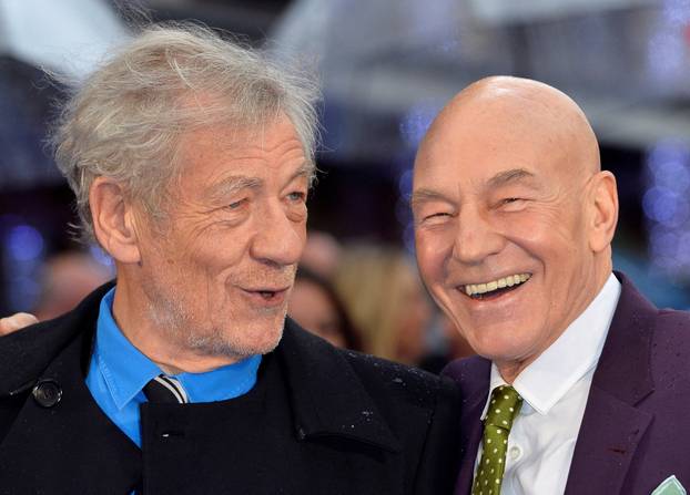 FILE PHOTO: British actors McKellen and Stewart arrive for the British premiere of 'X-Men: Days of Future Past' at Leicester Square in London