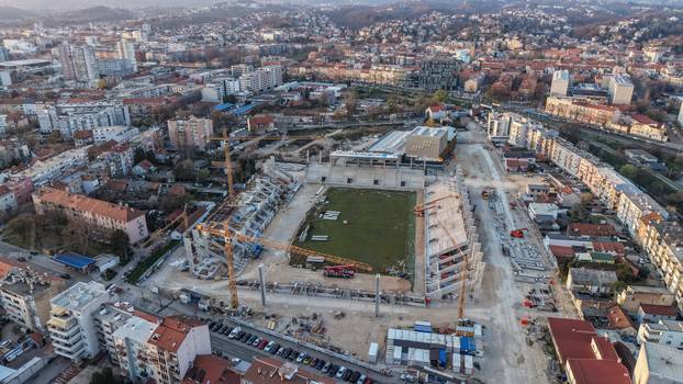 Zagreb: Fotografije iz zraka radova na novom stadionu u Kranjčevićevoj