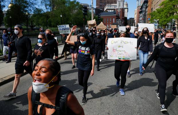 A rally following the death in Minneapolis police custody of George Floyd, in Boston