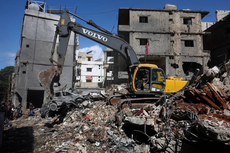 Aftermath of an Israeli strike on a building in the Jnah area in Beirut
