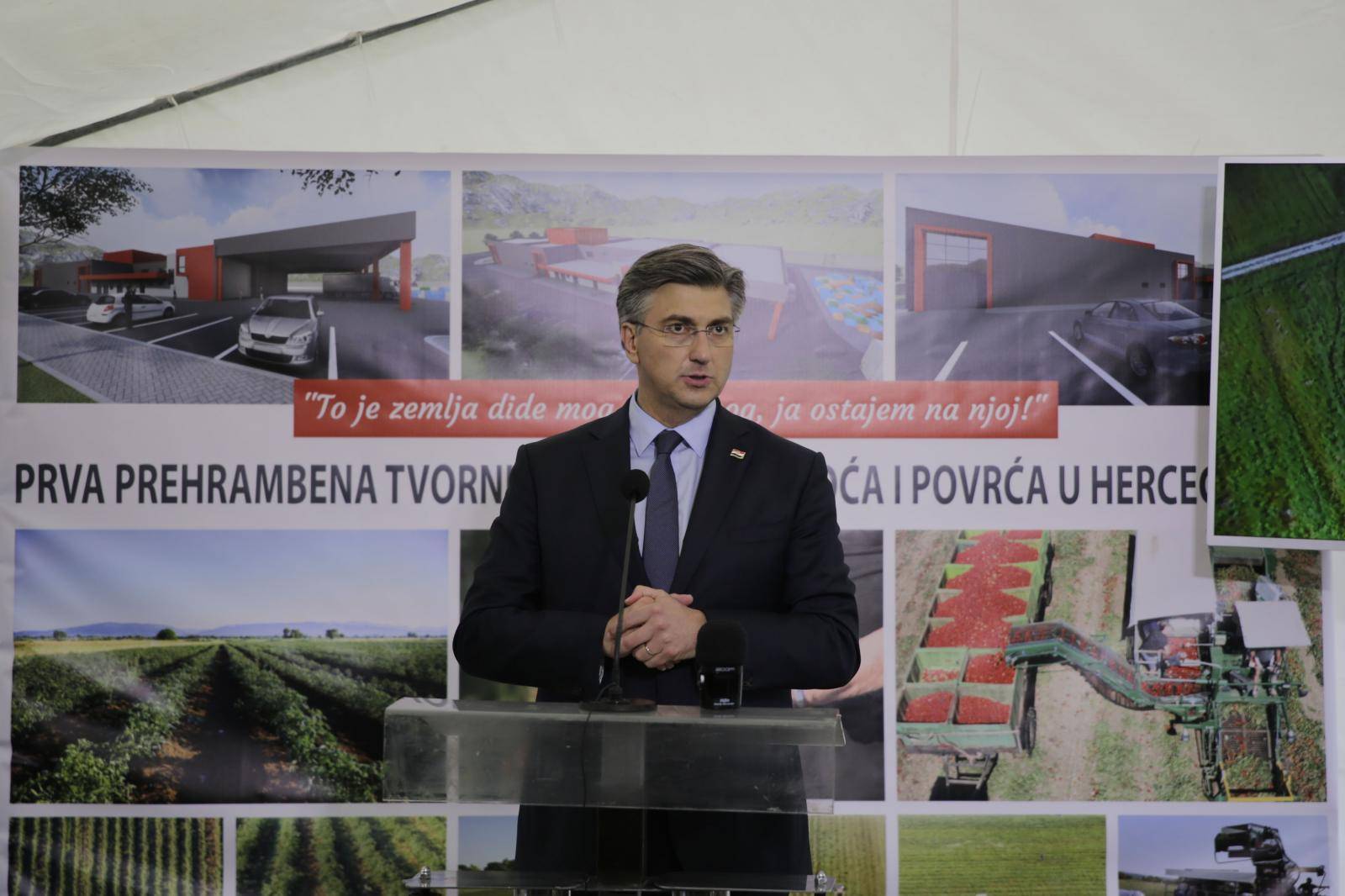 Mostar: Premijer Andrej Plenković na polaganju kamena temeljca za tvornicu Podravka
