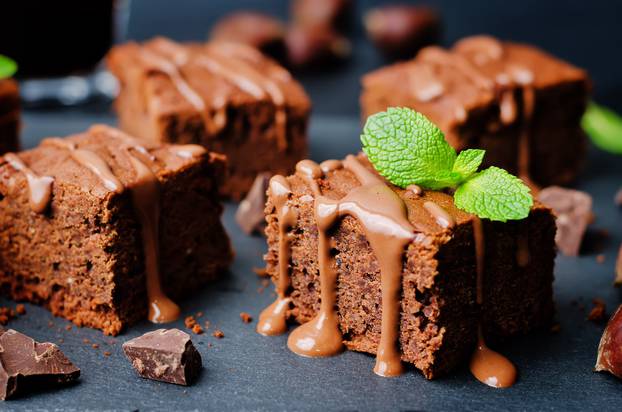 chestnut brownies with chocolate icing