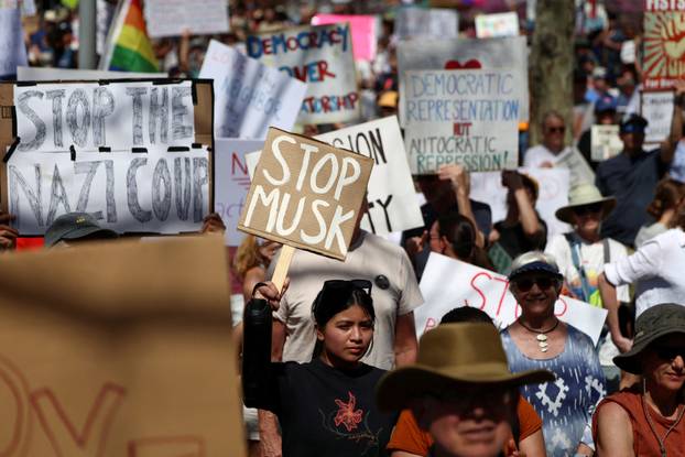 Anti-Trump 'Hands Off!' protest, in Asheville