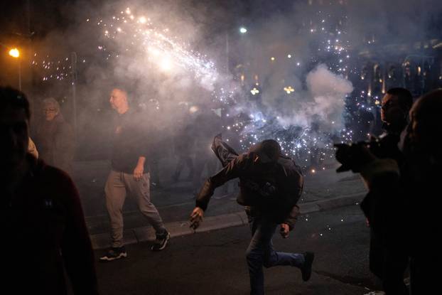 Protest near the Serbian parliament in Belgrade