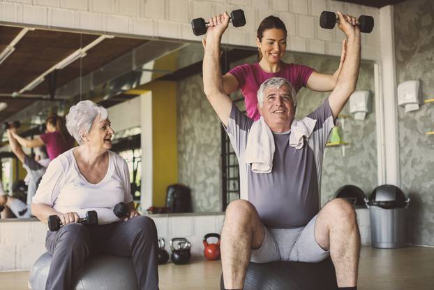 Senior,People,Workout,In,Rehabilitation,Center.,Senior,People,With,Personal